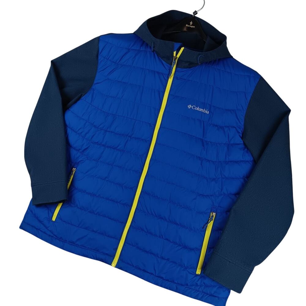 Columbia Oyanta Trail Hybrid Hooded Puffer Jacket Mens‎ XXL Blue Therma Coil Zip